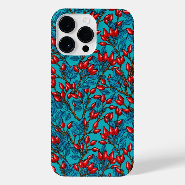 Rose hips, red and blue iPhone case (Back)