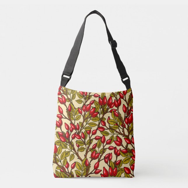 Rose hips, red, green, yellow crossbody bag (Front)