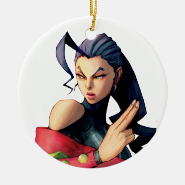 Rose Holding Up Two Fingers Ceramic Ornament (Front)