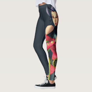Rose Holding Up Two Fingers Leggings