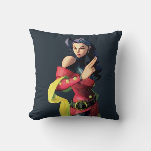 Rose Holding Up Two Fingers Throw Pillow (Front)