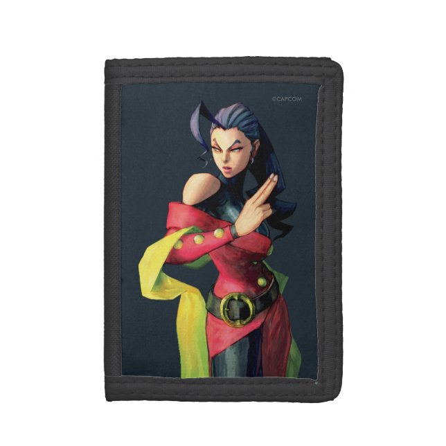 Rose Holding Up Two Fingers Trifold Wallet (Front Vertical)