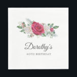 Rose Holly Winter Botanical 60th Birthday Napkins<br><div class="desc">Soft red roses and holly and berries create a beautifully rustic arrangement. Eucalyptus leaves and other red flowers add to the winter botanical vibe. The birthday woman's name is written in a large script font. This napkin is part of the Birthday Rose and Holly collection. It contains many DIY templates...</div>