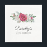 Rose Holly Winter Botanical 60th Birthday Napkins<br><div class="desc">Soft red roses and holly and berries create a beautifully rustic arrangement. Eucalyptus leaves and other red flowers add to the winter botanical vibe. The birthday woman's name is written in a large script font. This napkin is part of the Birthday Rose and Holly collection. It contains many DIY templates...</div>