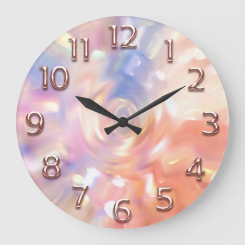 Rose Holograph Arabic Numbers Glitter Pink Large Clock