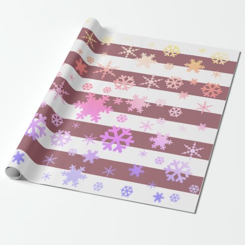 Rose Holographic Christmas Snowflake Pattern Wrapping Paper