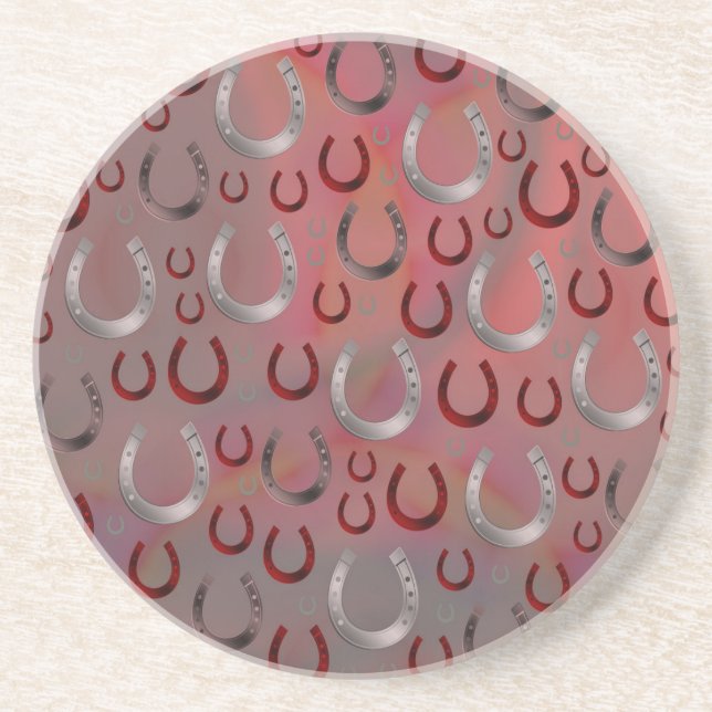 rose,horseshoe, silver, pattern gray, luck, patter coaster (Front)