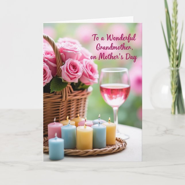 Rose Hued Mothers Day Glass Card (Front)