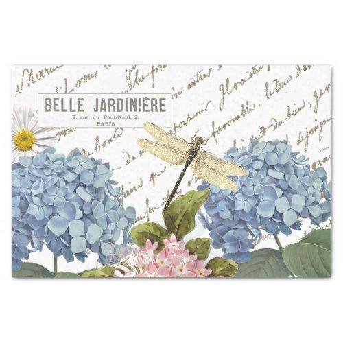 Rose Hummingbird Dragonfly French Script Honeybee Tissue Paper