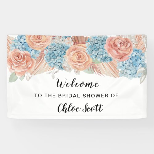 Rose Hydrangea Bridal Shower Welcome Banner