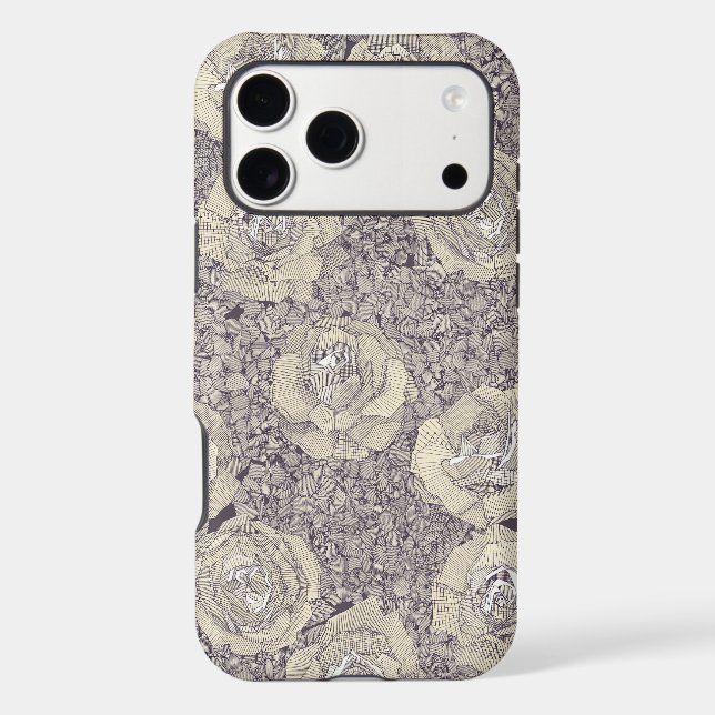 rose hydrangea floral cream mulberry plum Case-Mate iPhone case (Back)