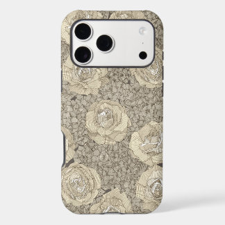 rose hydrangea floral cream tea leather iPhone 17 pro max case