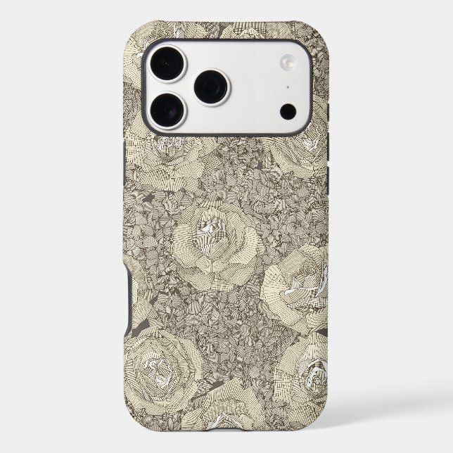 rose hydrangea floral cream tea leather Case-Mate iPhone case (Back)