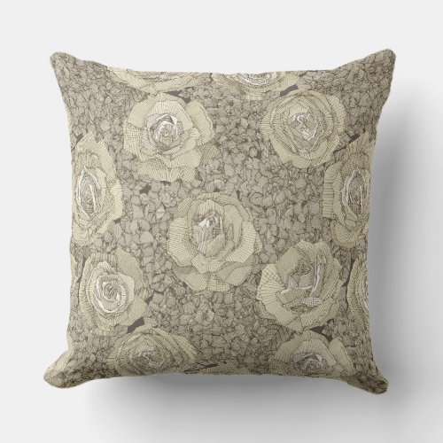 rose hydrangea floral cream tea leather throw pillow