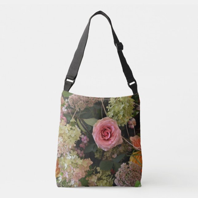 Rose Hydrangea Floral Crossbody Bag (Front)