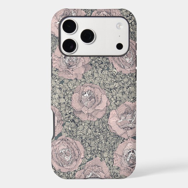 rose hydrangea floral pale pink indigo gray Case-Mate iPhone case (Back)