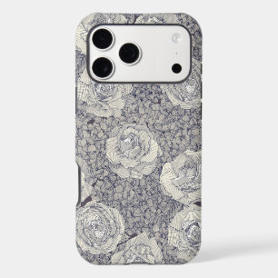 rose hydrangea floral pearl navy plum iPhone 17 pro max case