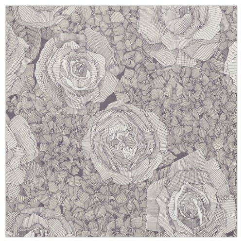 rose hydrangea floral silver mulberry plum fabric