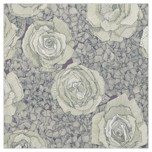 rose hydrangea pale yellow navy plum fabric