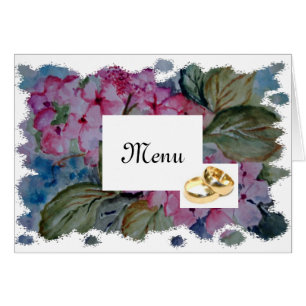 Rose hydrangeas - wedding menu cards