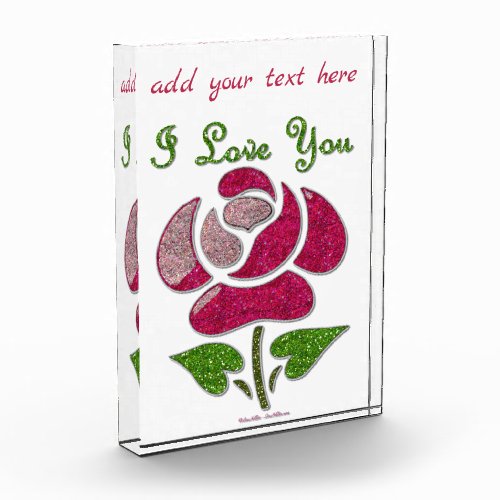 Rose I Love You customizable Acrylic Forever Card Award