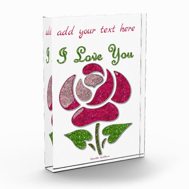 Rose I Love You customizable Acrylic Forever Card Award (Left)