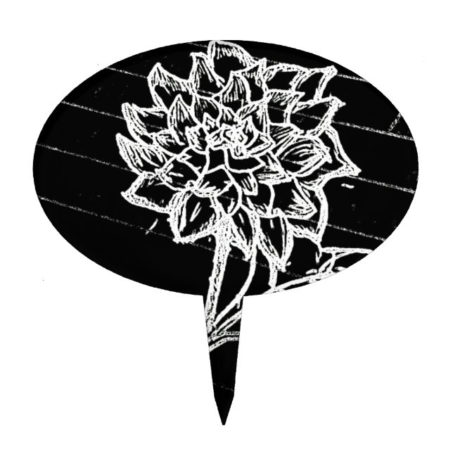 Rose in black cake topper (Front)