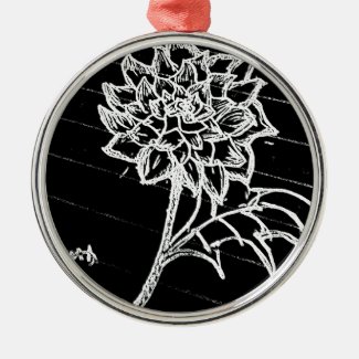 Rose in black metal ornament