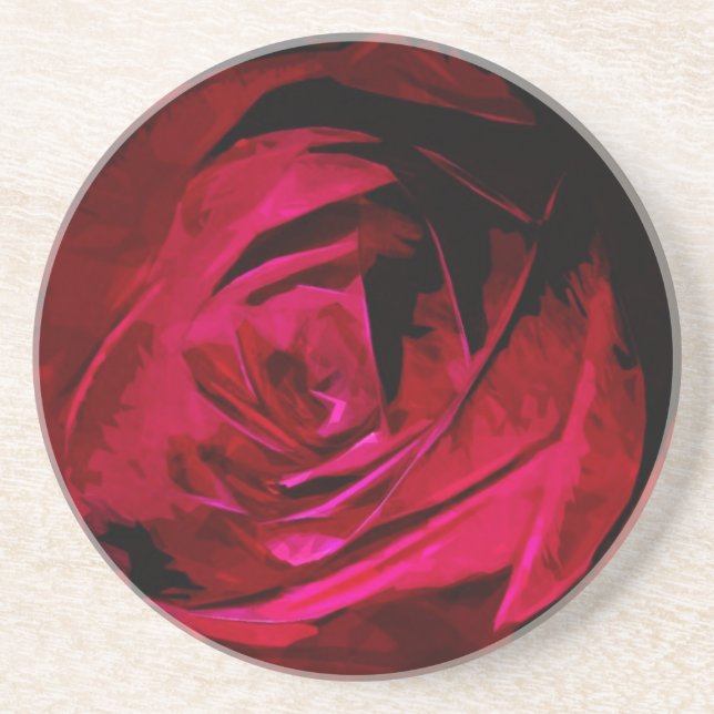 Rose In Darkness Abstract Impressionism Drink Coaster (Front)