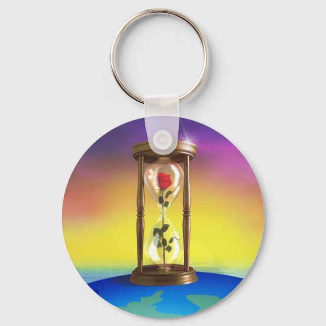 Rose In Hourglass Keychain (Front)