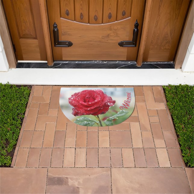 Rose in raindrops doormat (Outdoor)
