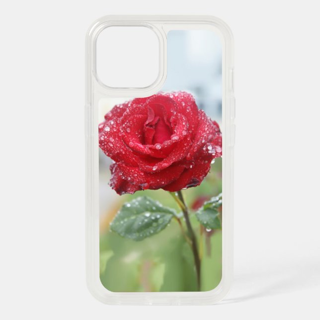 Rose in raindrops  iPhone 15 case (Back)