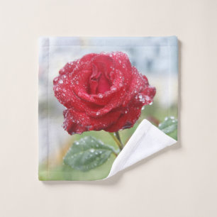 Rose in raindrops wash cloth