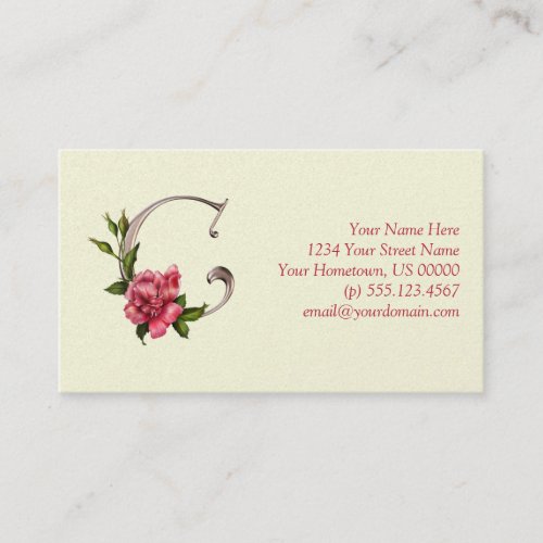 Rose Initial C Pearlized Monogram Business Card