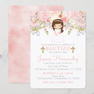 Rose Invitation for Girl Christening Invitation