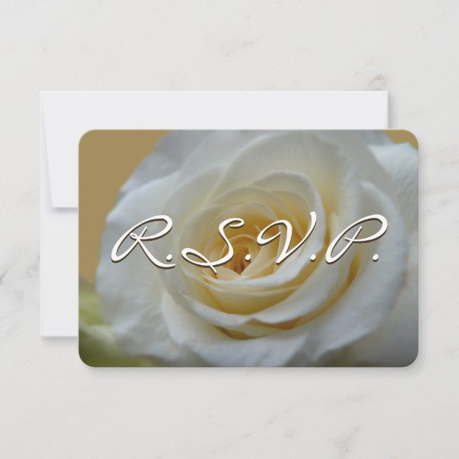 Rose Invitation Personalized White Rose RSVP Card (Front)