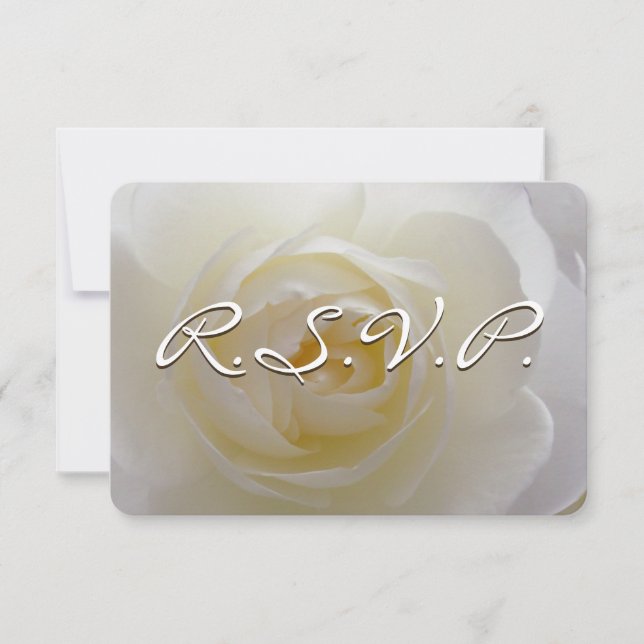 Rose Invitation Personalized White Rose RSVP Card (Front)
