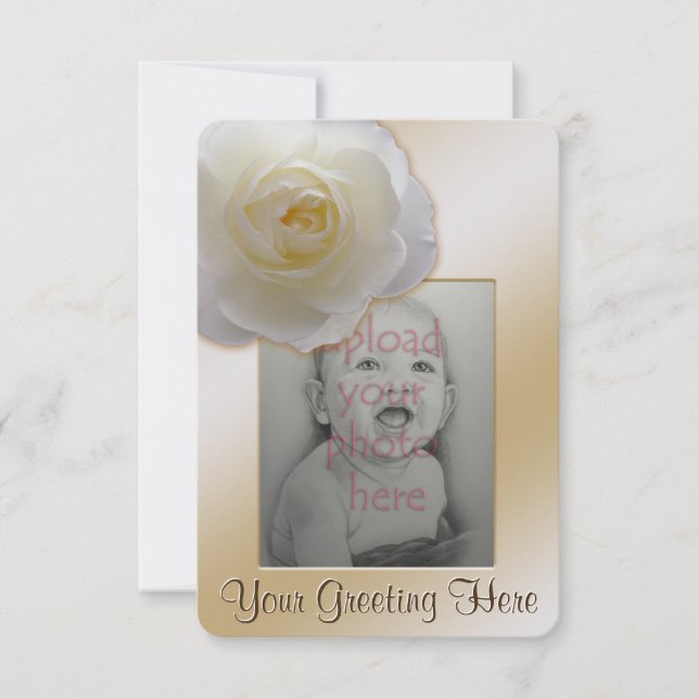 Rose Invitation Personalized White Rose RSVP Card (Front)
