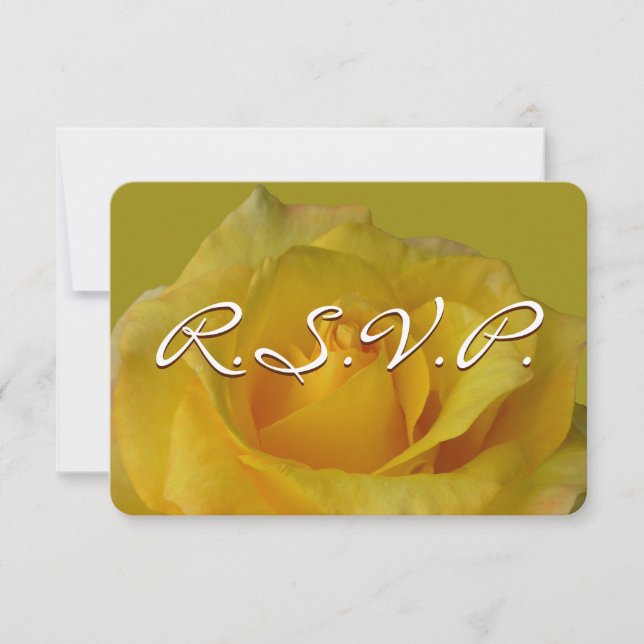 Rose Invitation Personalized Yellow Rose RSVP Card (Front)