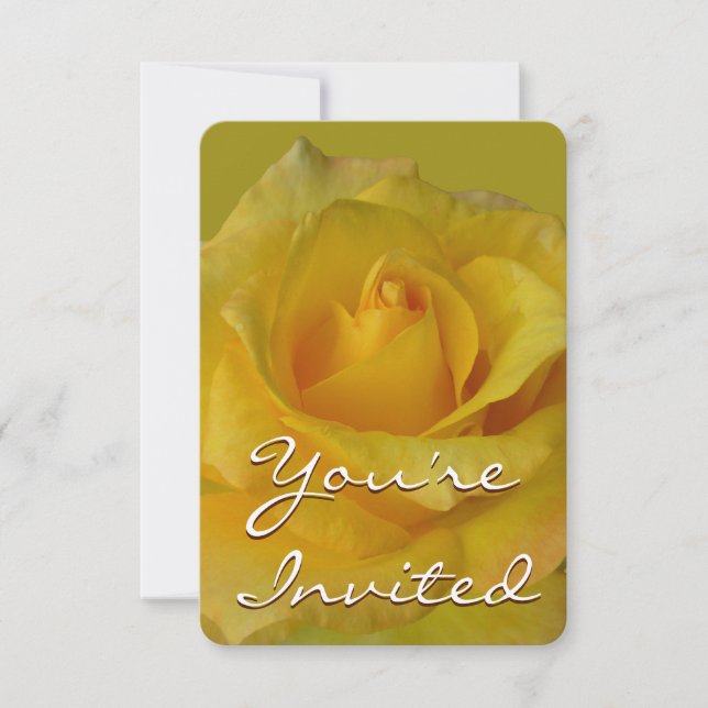 Rose Invitation Personalized Yellow Rose RSVP Card (Front)