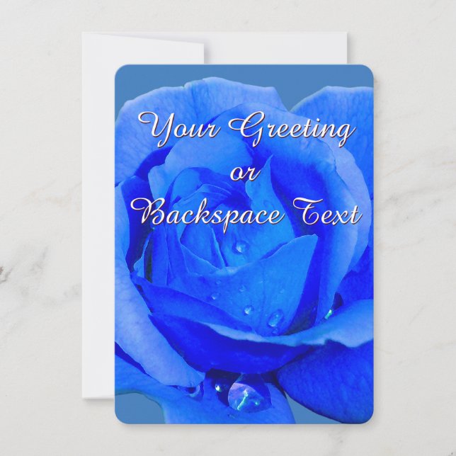 Rose Invitations Personalized Blue Rose RSVP Cards (Front)