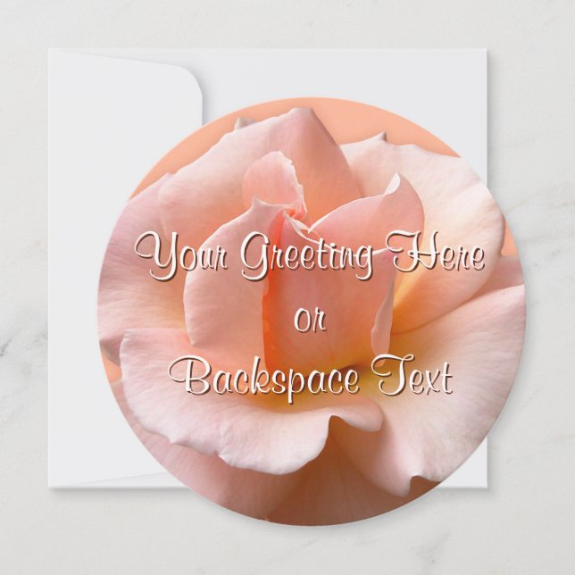 Rose Invitations Personalized Peach Rose RSVP Card (Front)