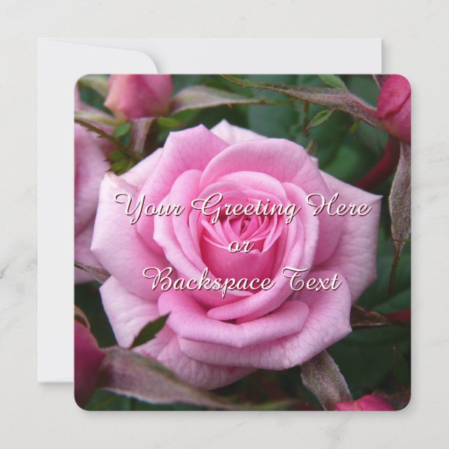 Rose Invitations Personalized Pink Rose RSVP Cards (Front)