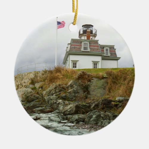 Rose Island Lighthouse Ceramic Ornament