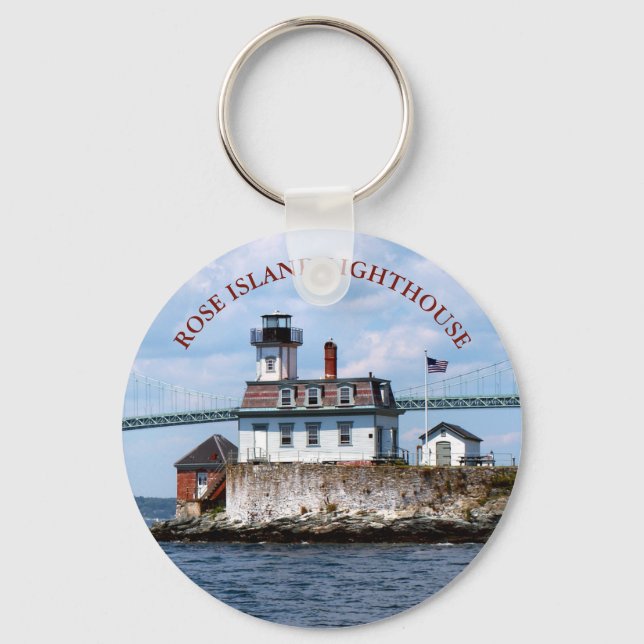 Rose Island Lighthouse, Rhode Island Keychain (Front)