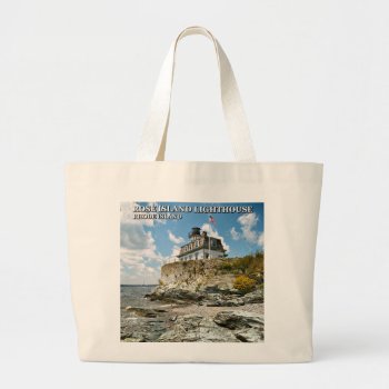 Rose Island Lighthouse  Rhode Island Large Tote Bag by LighthouseGuy at Zazzle