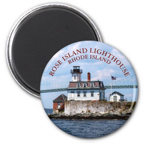 Rose Island Lighthouse Rhode Island Round Magnet