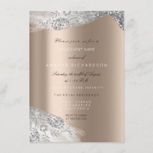 Rose Ivory Beige White Sweet 16th Bridal Silver Invitation