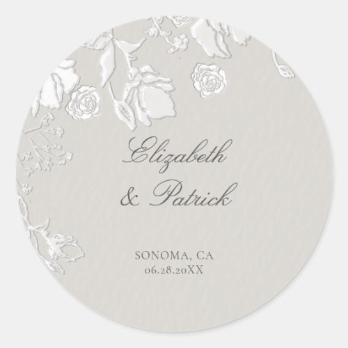 Rose Ivory Sonnet Formal Classic Ethereal Wedding Round Sticker