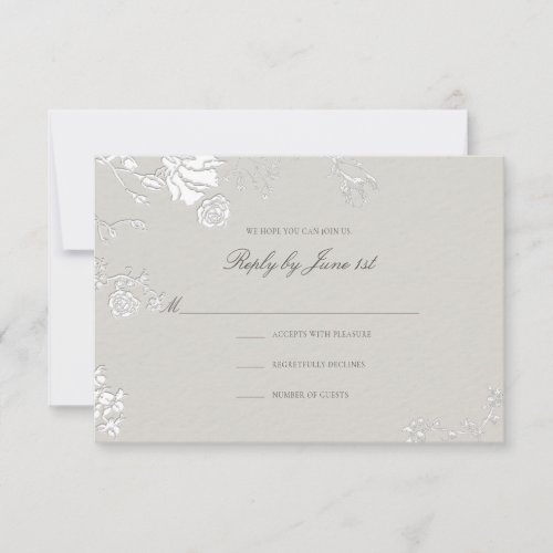 Rose Ivory Sonnet Formal Classic Ethereal Wedding RSVP Card